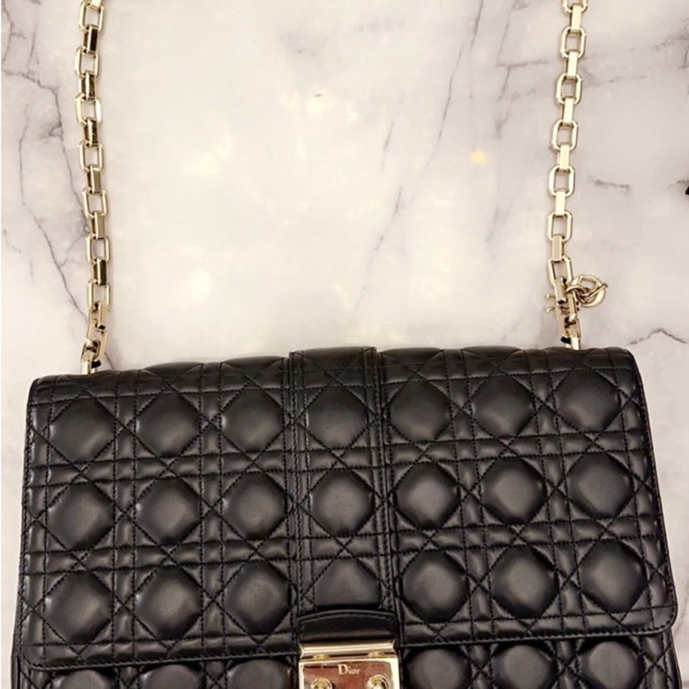 Dior Black Quilted Crossbody Bag with Gold Chain